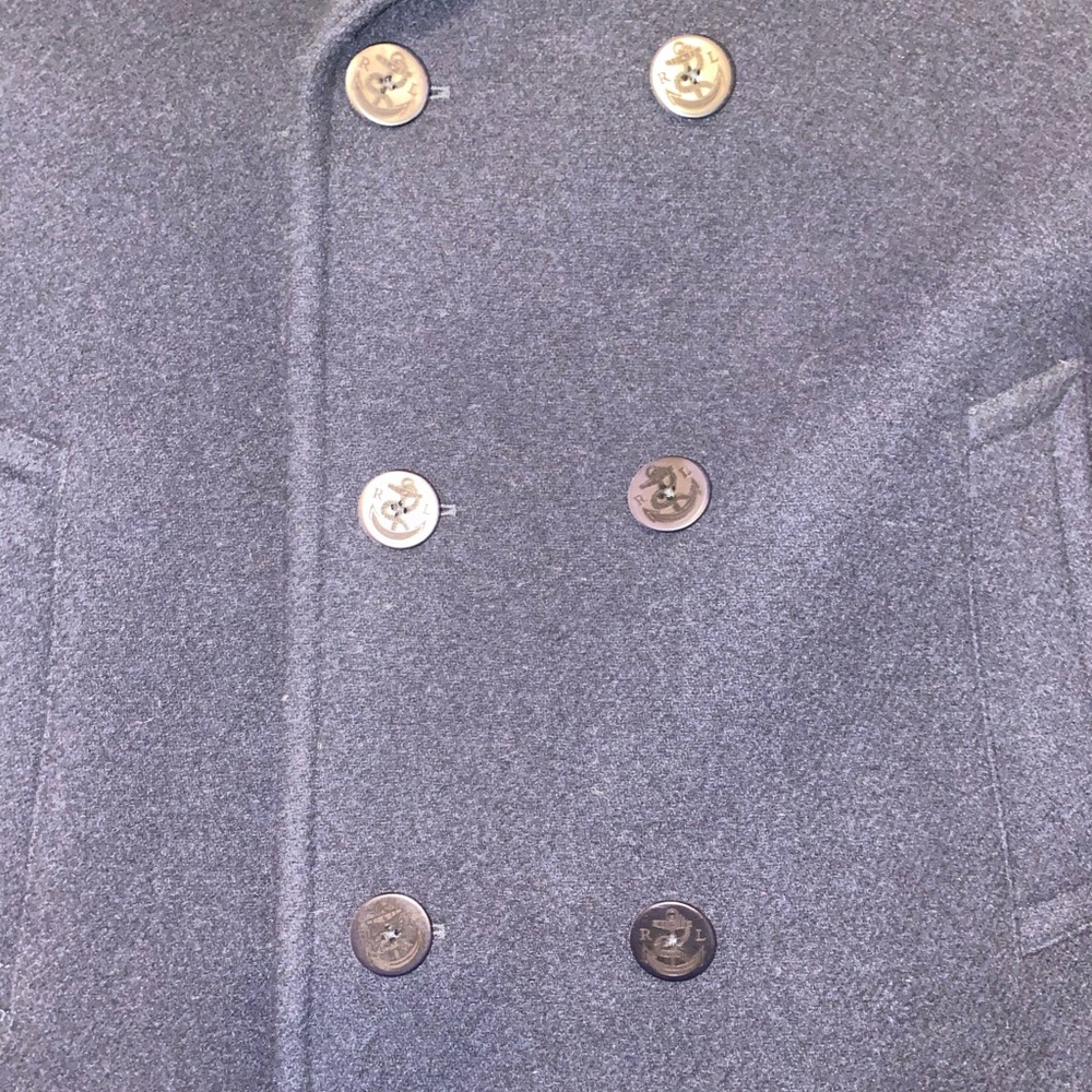 Polo Ralph Lauren Polo Wool-Blend Melton Peacoat Jacket Men’s 42L Navy Blue - Picture 6 of 14